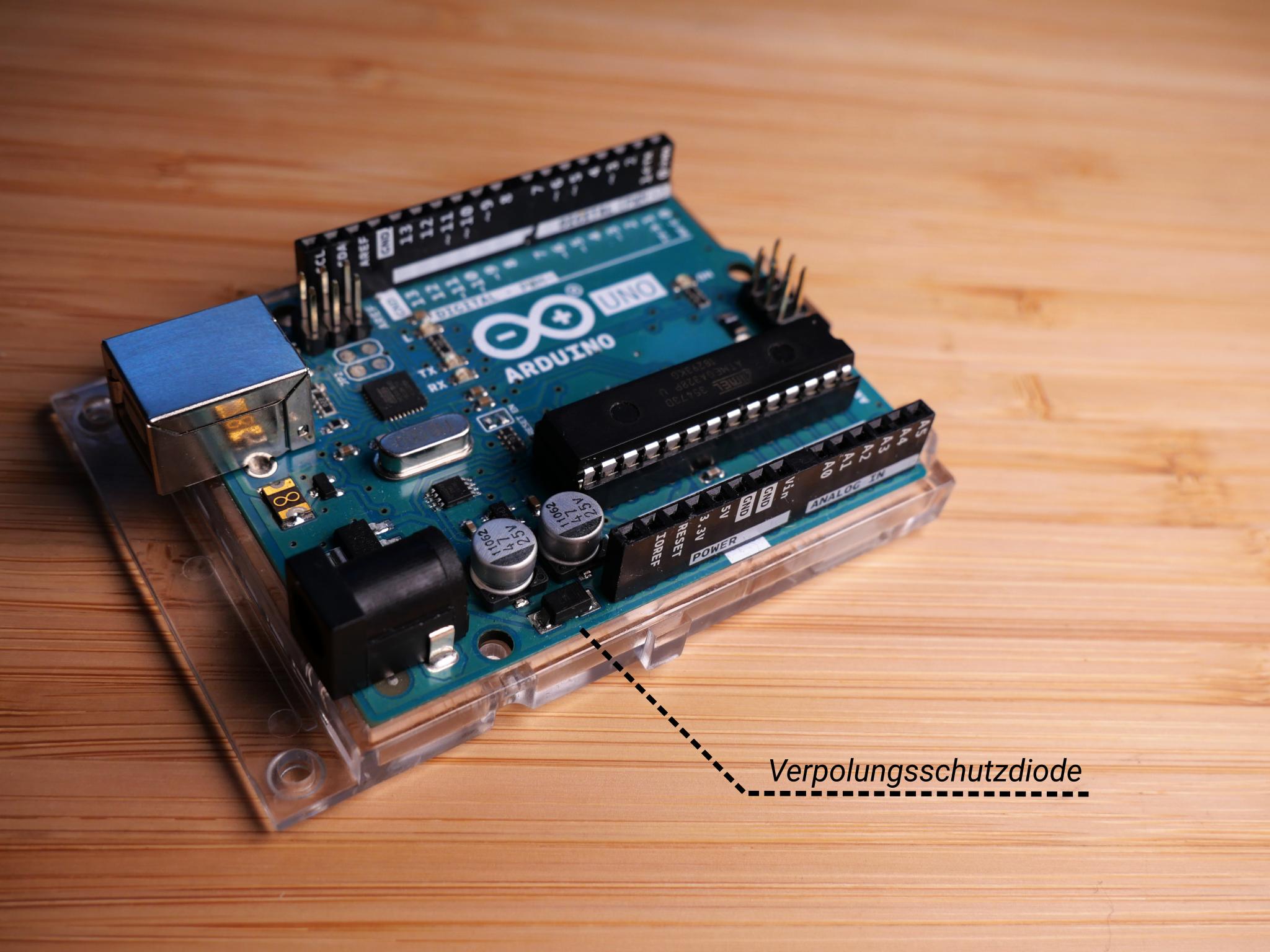 Verpolungsschutzdiode an der Hohlbuchse des Arduino