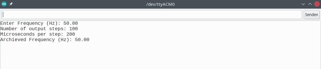 Frequency prompt in serial monitor