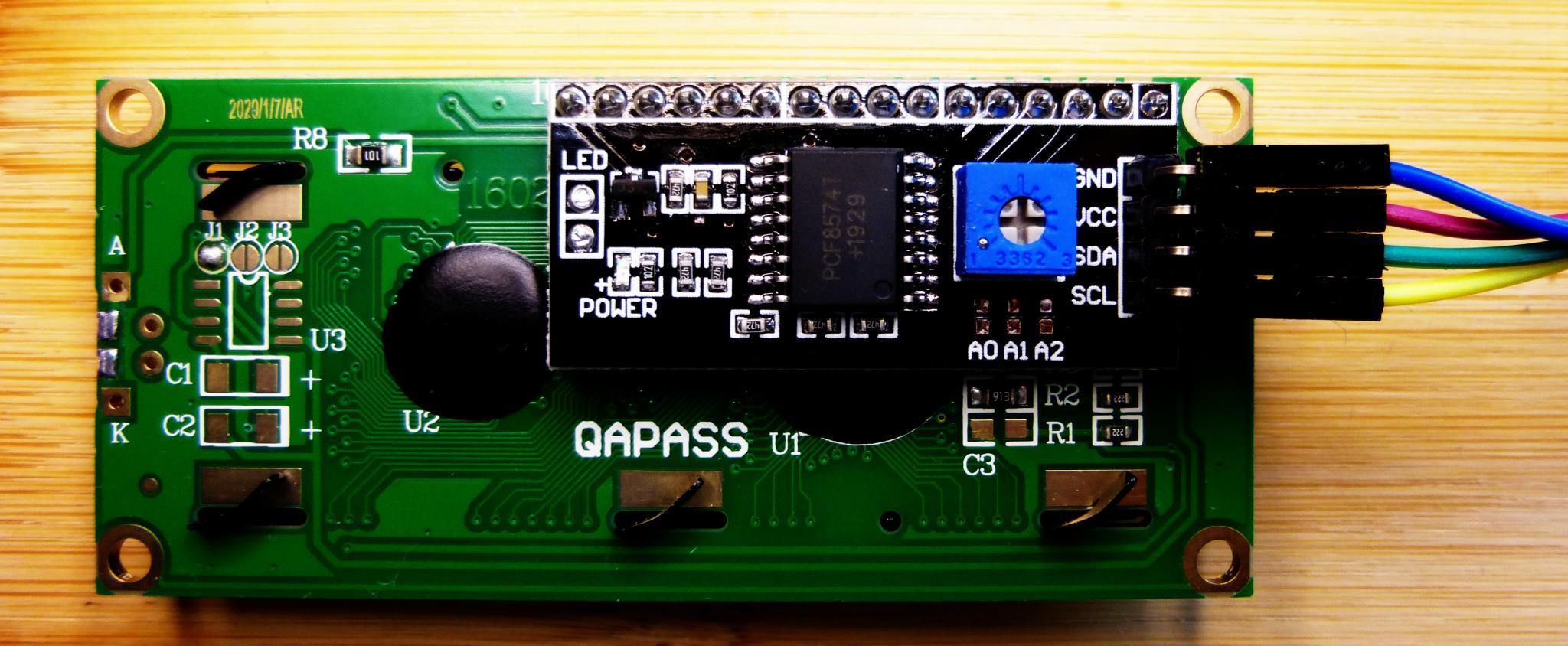 I2C-Backpack zum Anschluss des LCDs