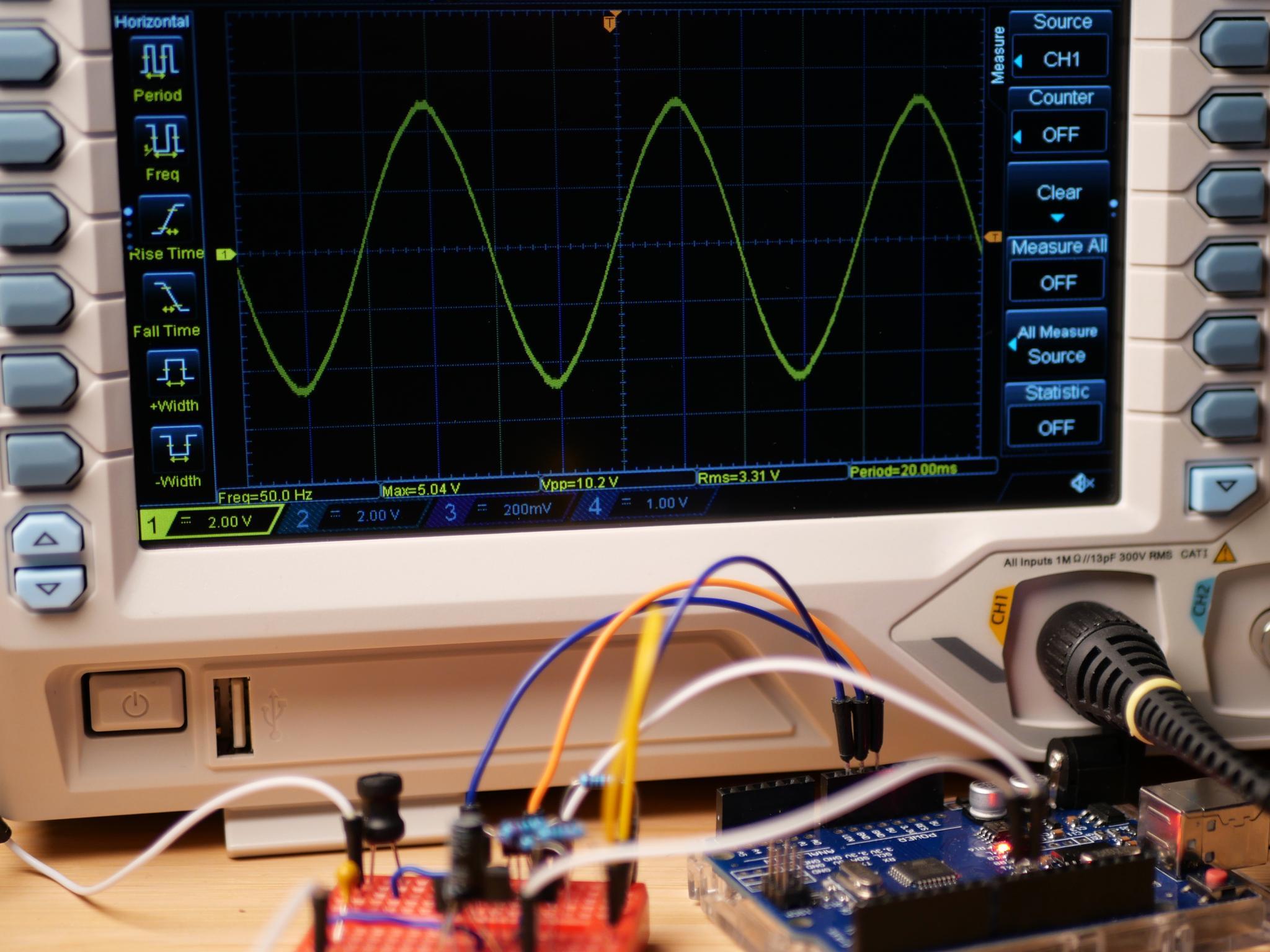 Output signal on the oscilloscope