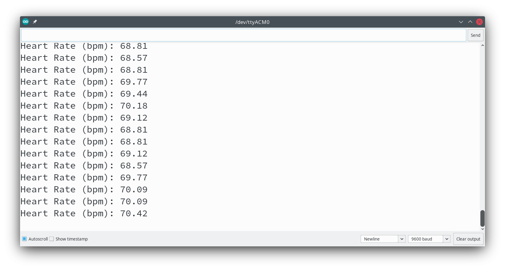 Result shown in the serial monitor