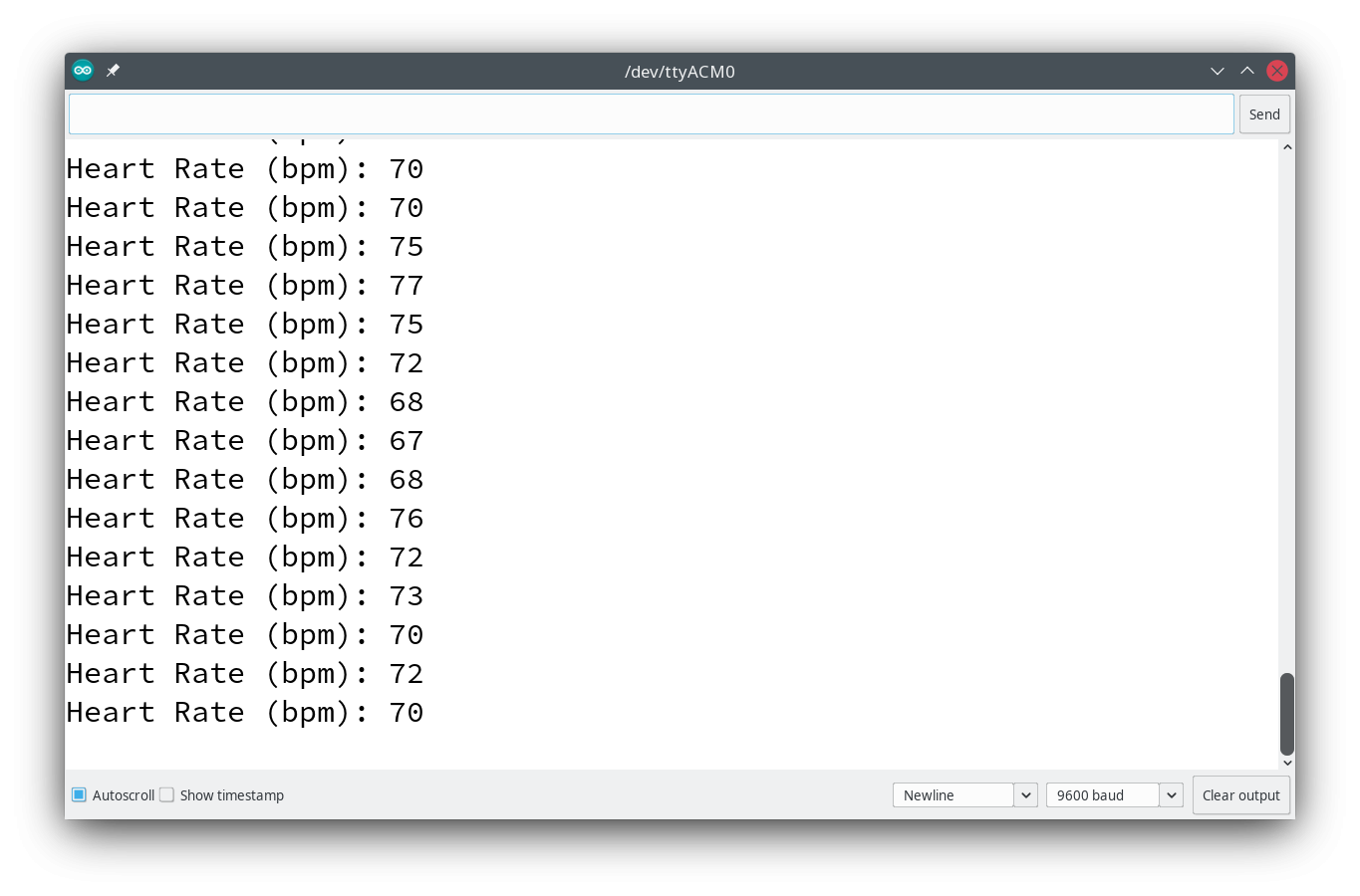 Output in the serial monitor
