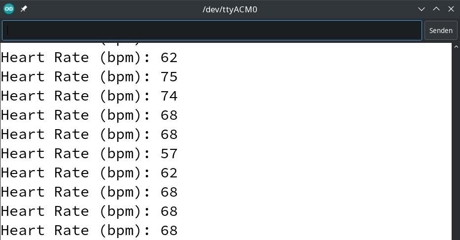Heart rate measurements in the serial monitor