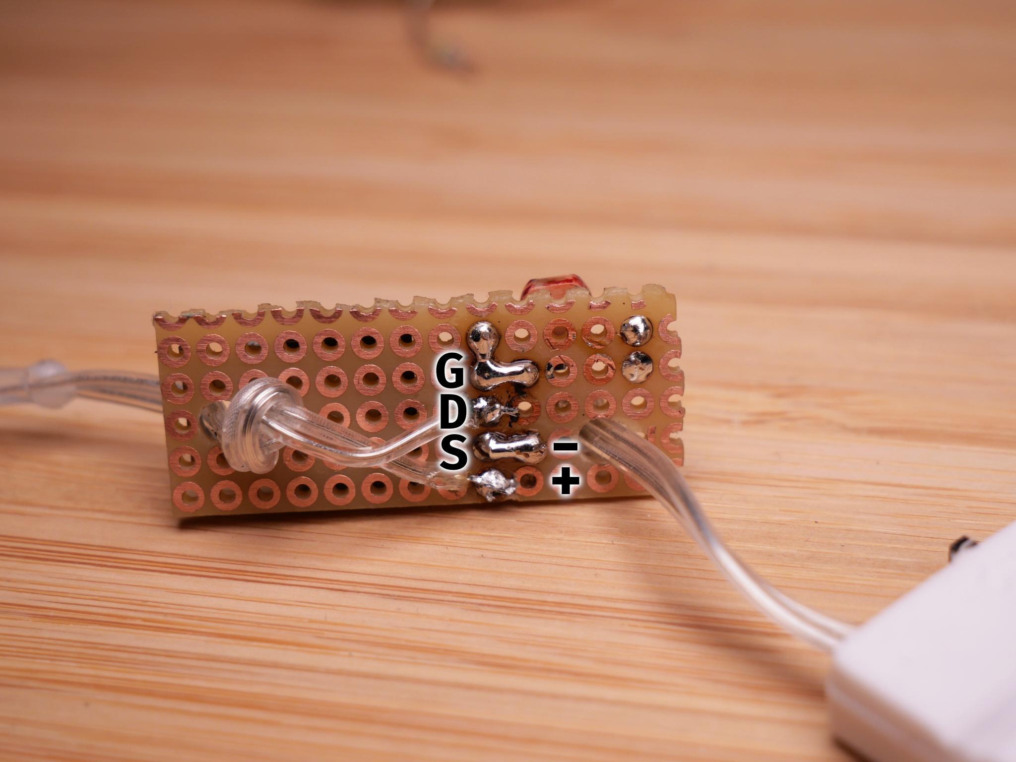 Step 8: Solder in the LED string and the battery holder