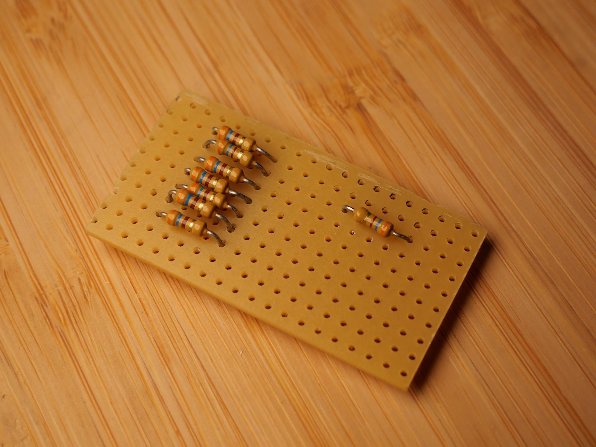 Soldering in the resistors