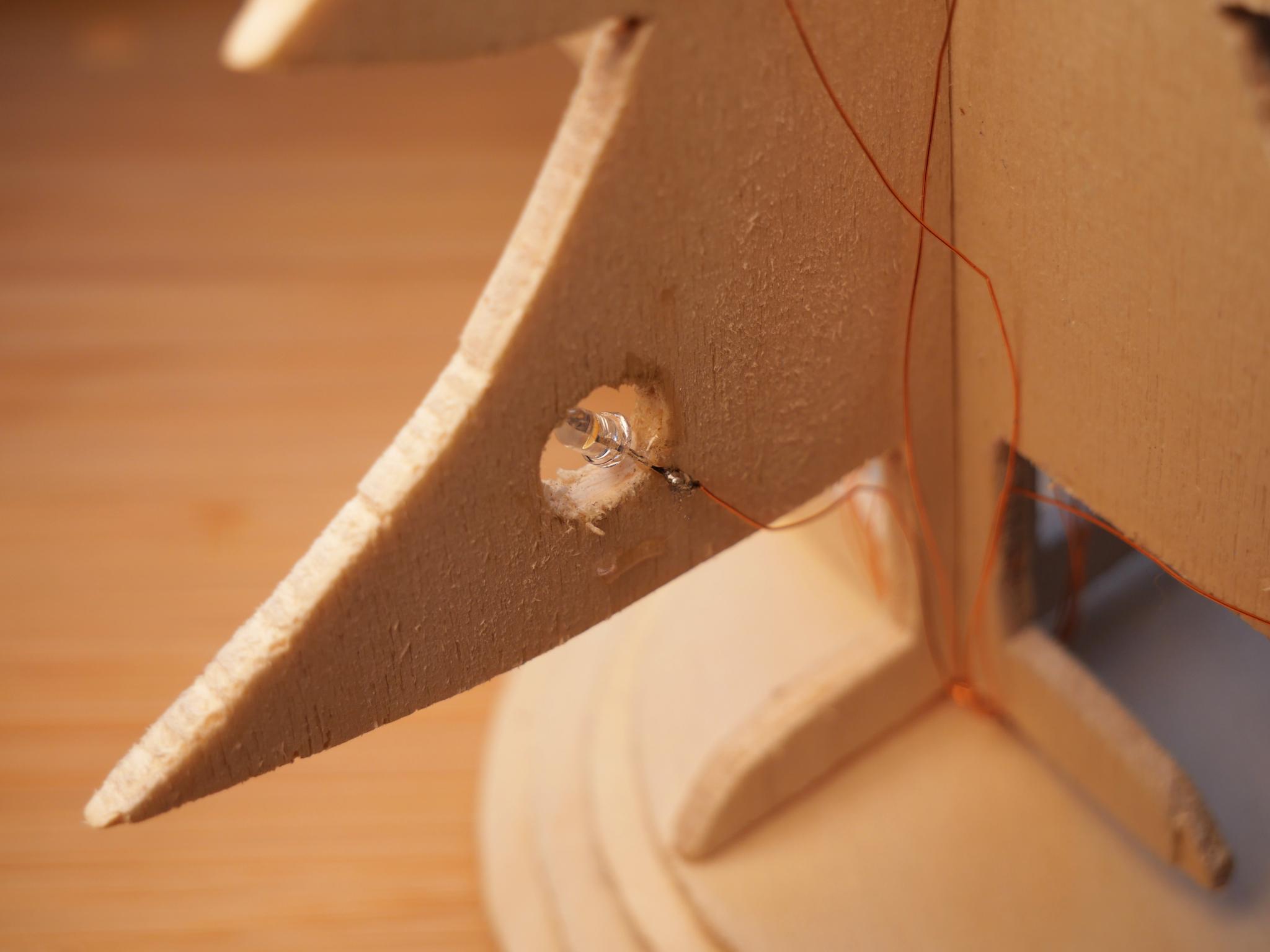 Adding the LEDs to the wooden tree