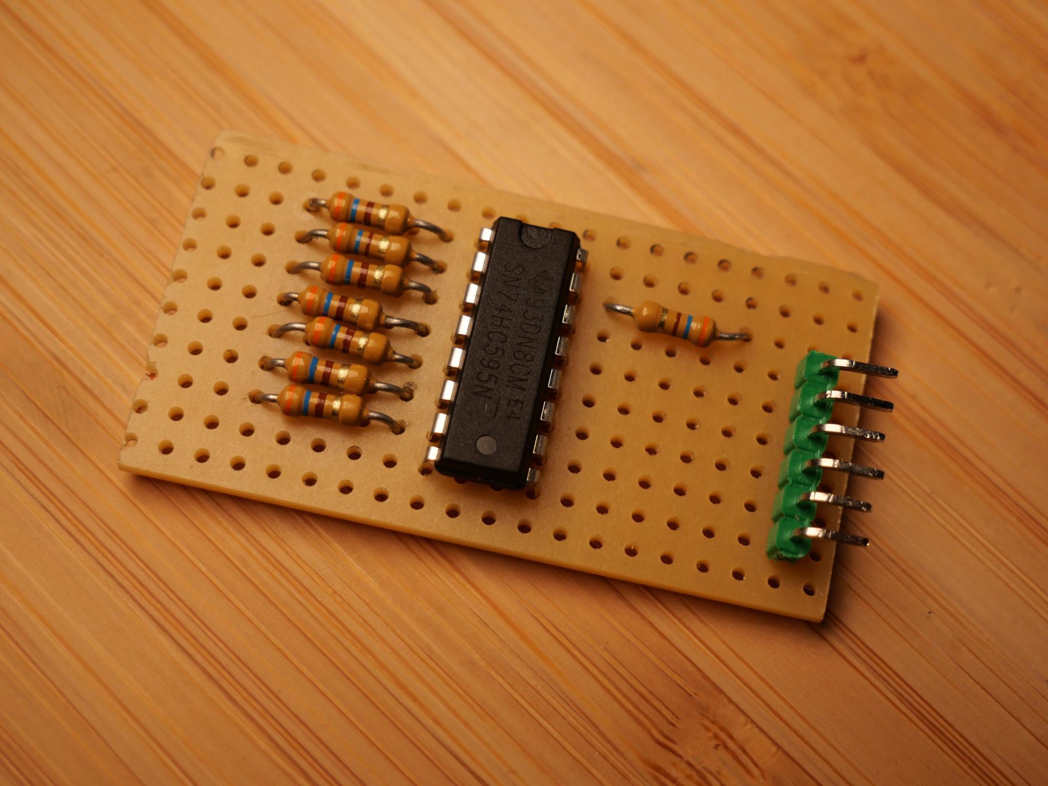 Soldering the shift register and the header bar