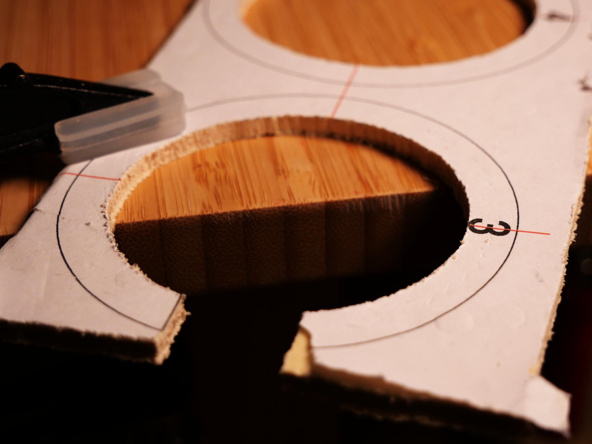 Sawing out the circle marked with 1