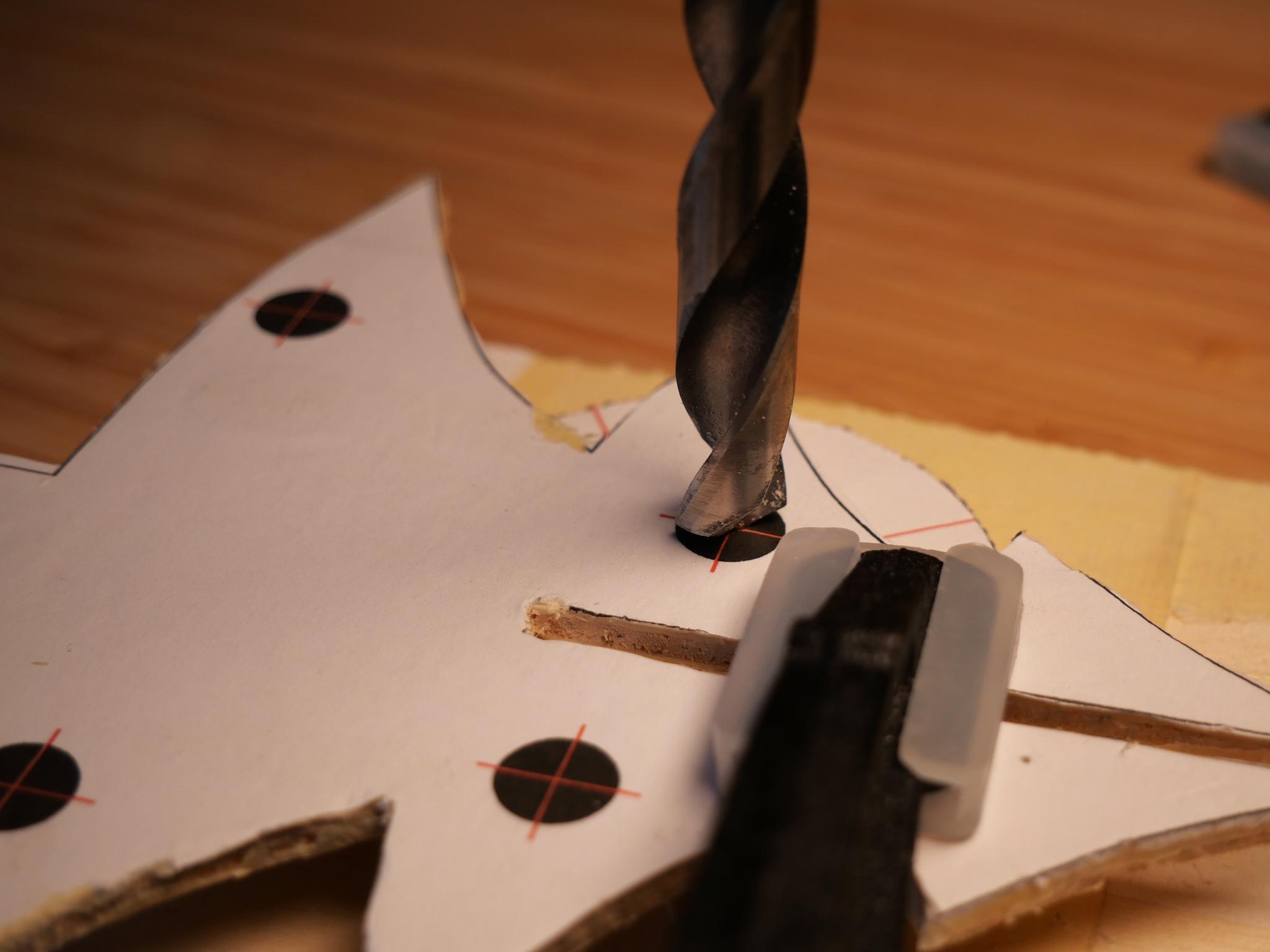 Drilling the holes for the LEDs