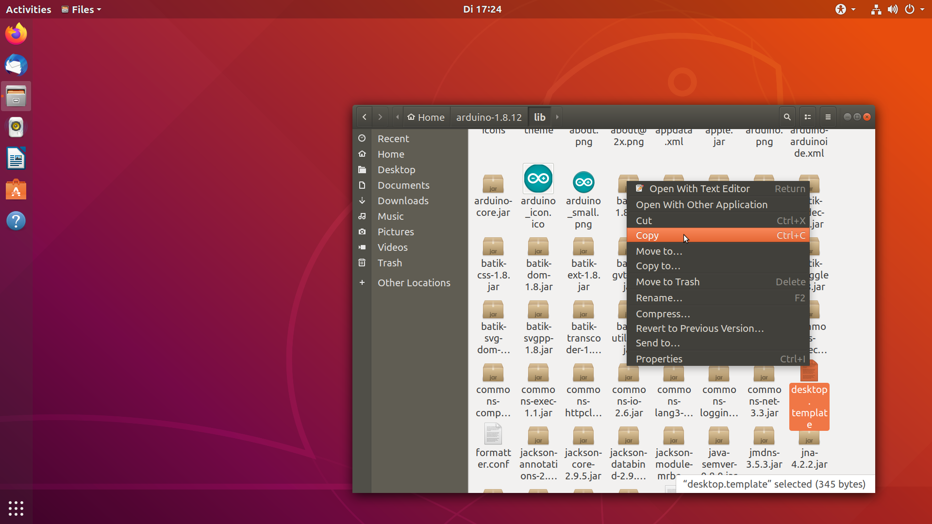 Copy the desktop shortcut template