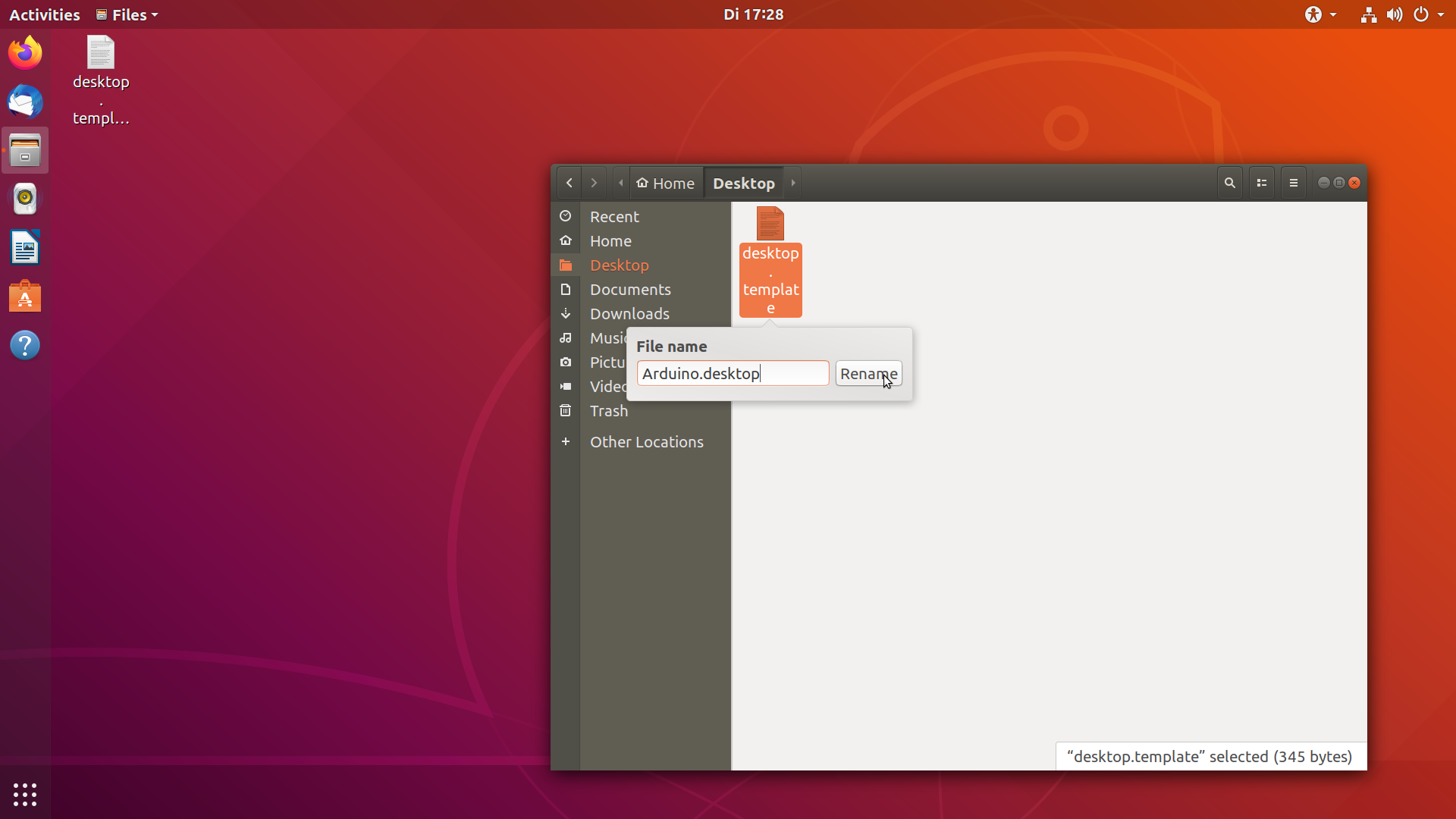 Rename desktop shortcut