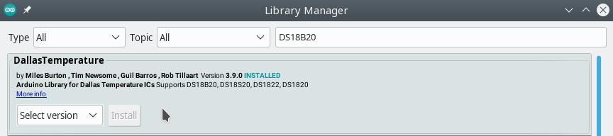 Installing the DallasTemperature Library