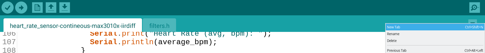 Opening a new tab in the Arduino IDE